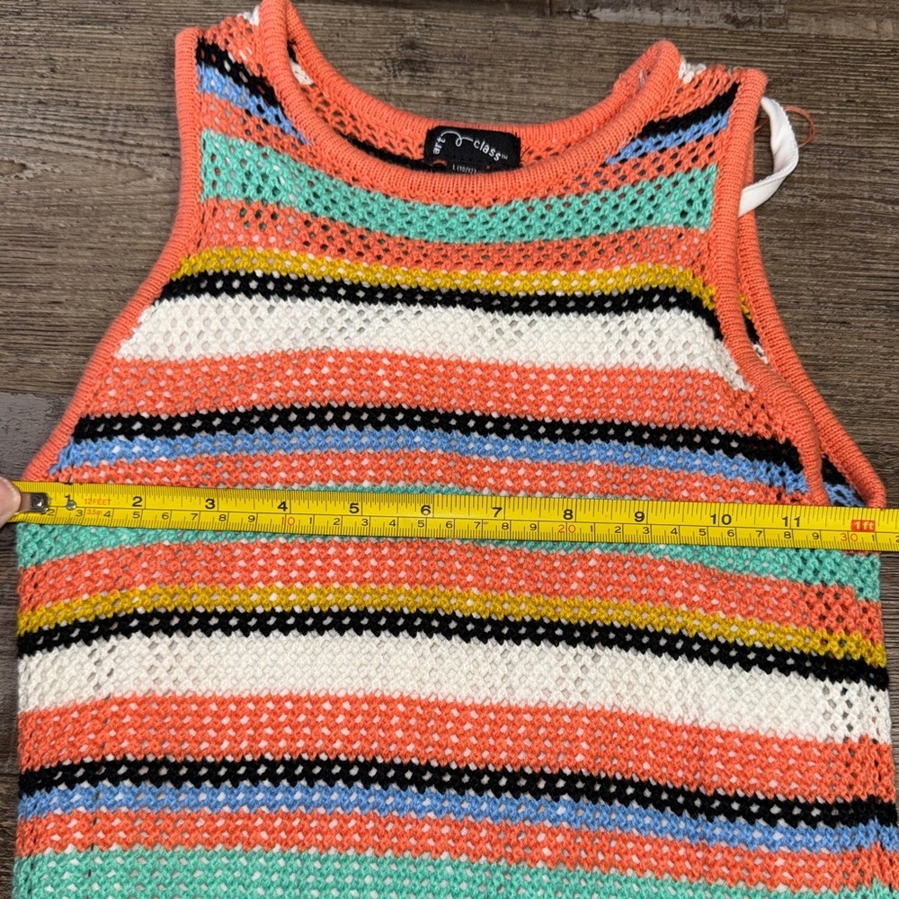 Art Class Girls Knit Stripe Sweater Dress Size L 10-12 Multicolor Sleeveless - Picture 5 of 7